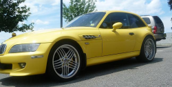 2000 BMW M Coupe in Dakar Yellow 2 over Black Nappa - Front 3/4