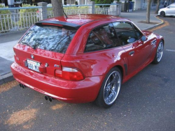2001 BMW M Coupe in Imola Red 2 over Imola Red & Black Nappa - Rear 3/4